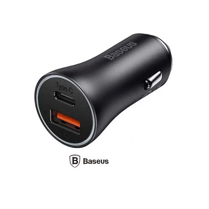 Incarcator auto Baseus CGJM000113 Golden Contactor Max Quick Charge 60W 1x USB 5V/3A 1x USB Type-C gri
