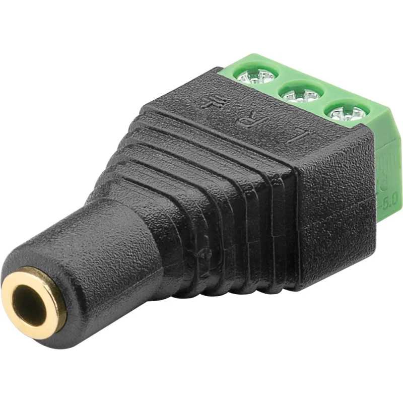 Adaptor bloc terminal cu 3 pini tip regleta cu surub la Jack 3.5 mm mama 3 pini stereo Goobay 76746