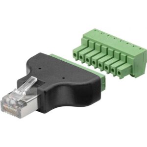 Adaptor bloc terminal cu 8 pini tip regleta surub la RJ45 tata 8P8C Goobay 76736