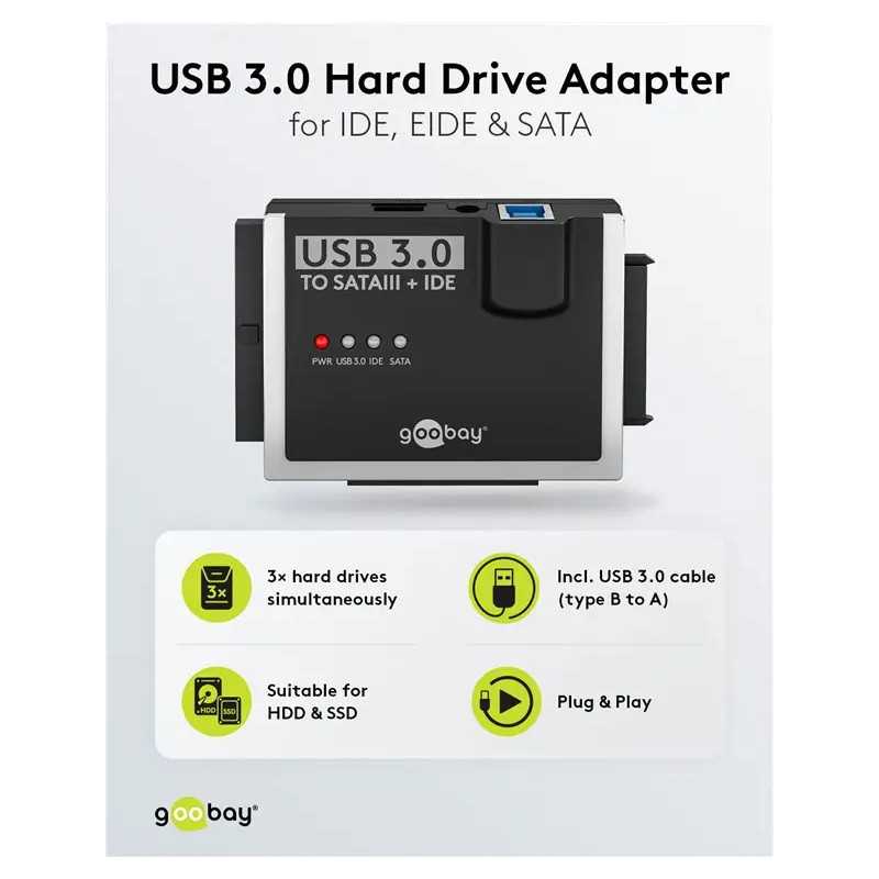 Adaptor De Hard Disk Usb 30 Pentru Ide Si Sata 25 35 Inchi Goobay 72013
