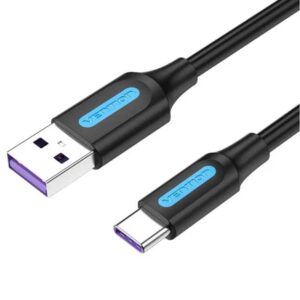 Cablu USB 2.0 USB A - USB C 3m 5A dublu ecranat negru 480Mbps VENTION CORBI