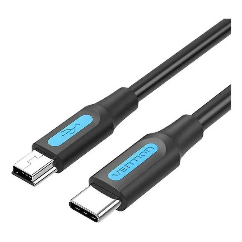 Cablu USB 2.0 USB B mini - USB C 1m 2A negru dublu ecranat VENTION COWBF