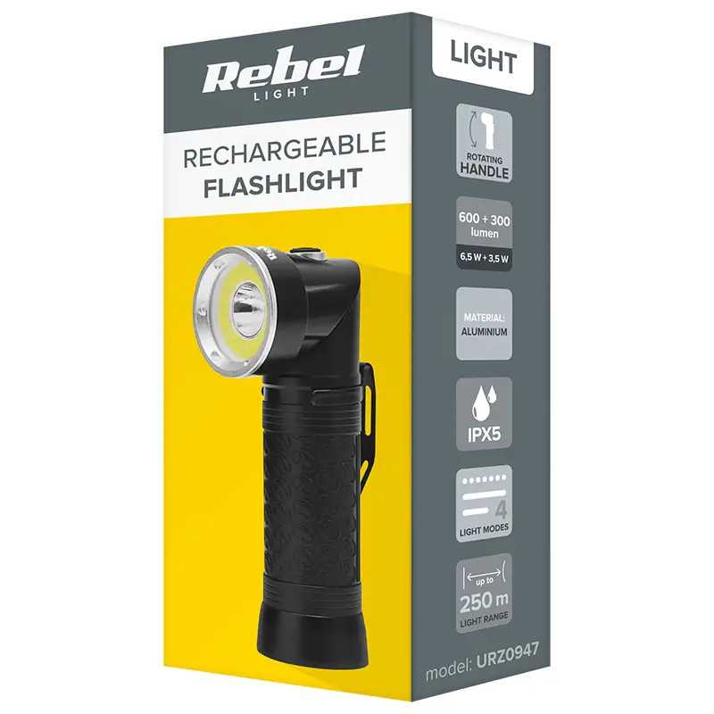 Lanterna 10w Ipx5 Acumulator 18650 Rebel Urz0947