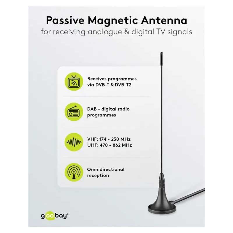 Mini Antena Magnetica Pasiva Dvb T2 Hd Fm Dab Goobay 67090