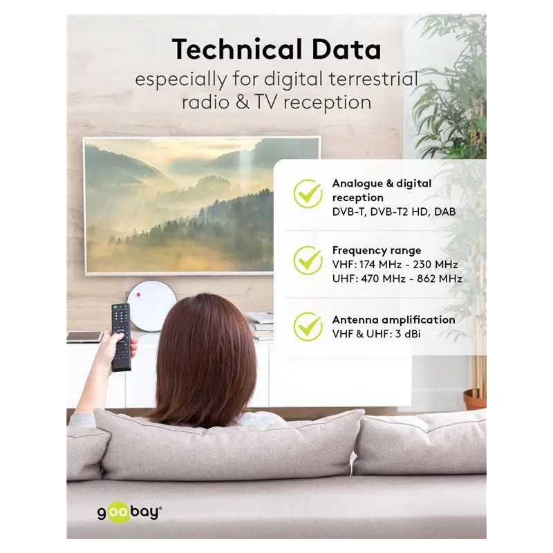 Mini Antena Magnetica Pasiva Dvb T2 Hd Fm Dab Goobay 67090