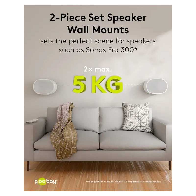 Set Suport Difuzor De Perete Modern Sonos Era 300 Flex Alb Goobay 71984