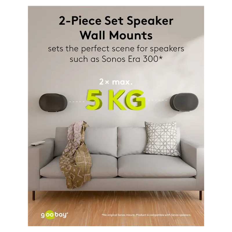 Set Suport Difuzor De Perete Modern Sonos Era 300 Flex Negru Goobay 71194