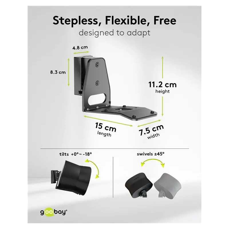 Set Suport Difuzor De Perete Modern Sonos Era 300 Flex Negru Goobay 71194