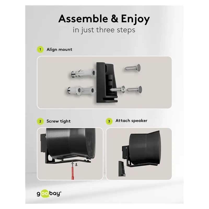 Set Suport Difuzor De Perete Modern Sonos Era 300 Flex Negru Goobay 71194