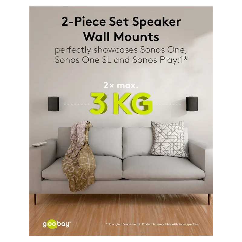 Set Suport Difuzor De Perete Sonos One Sonos One Sl Sonos Play 1 Negru Goobay 70829