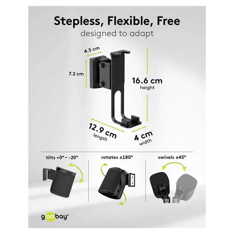 Set Suport Difuzor De Perete Sonos One Sonos One Sl Sonos Play 1 Negru Goobay 70829