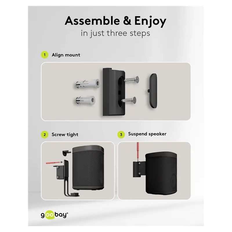 Set Suport Difuzor De Perete Sonos One Sonos One Sl Sonos Play 1 Negru Goobay 70829