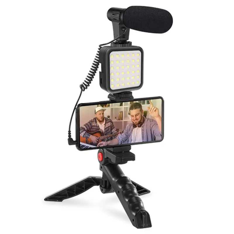 Set Vlogging 4 In 1 Platinet Pmvg4in1 Microfon Lumina Video Led Suport Smartphone Trepied