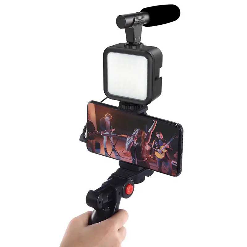 Set Vlogging 4 In 1 Platinet Pmvg4in1 Microfon Lumina Video Led Suport Smartphone Trepied