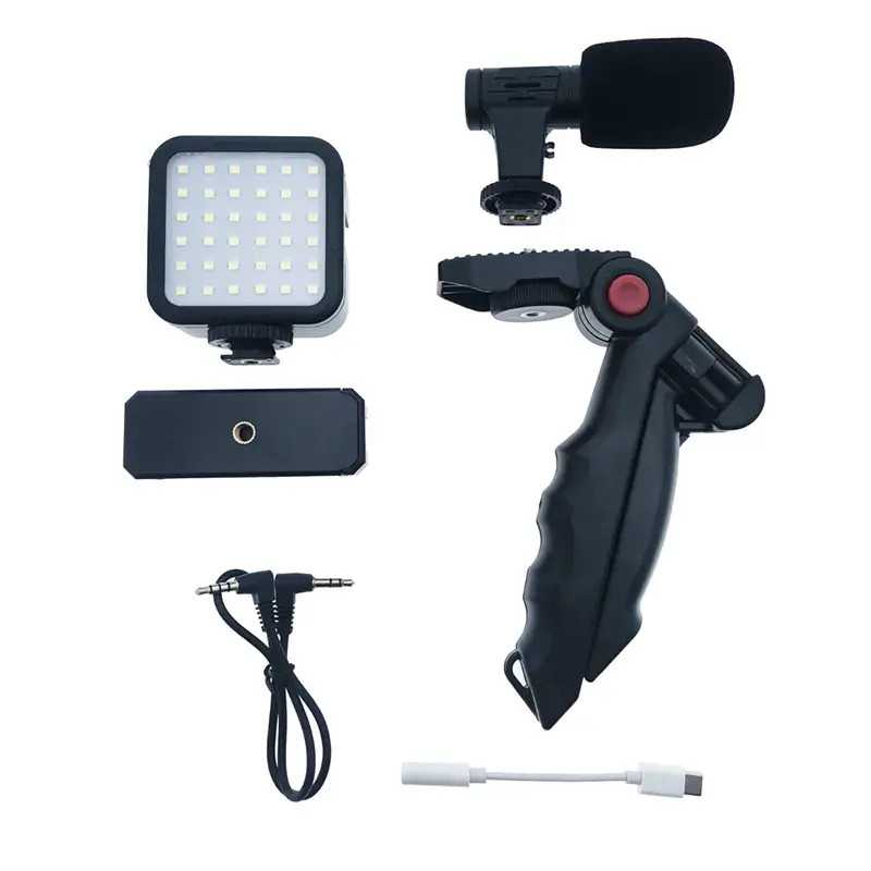 Set Vlogging 4 In 1 Platinet Pmvg4in1 Microfon Lumina Video Led Suport Smartphone Trepied
