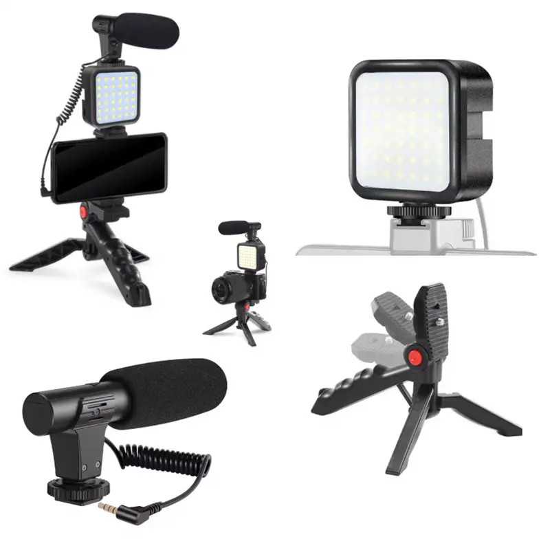 Set Vlogging 4 In 1 Platinet Pmvg4in1 Microfon Lumina Video Led Suport Smartphone Trepied
