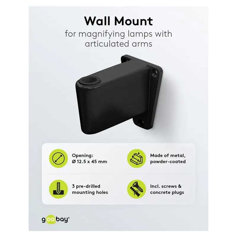 Suport De Perete Pentru Lampa Cu Lupa Negru Pentru Cod 65575 64986 64988 64989 Goobay 64991