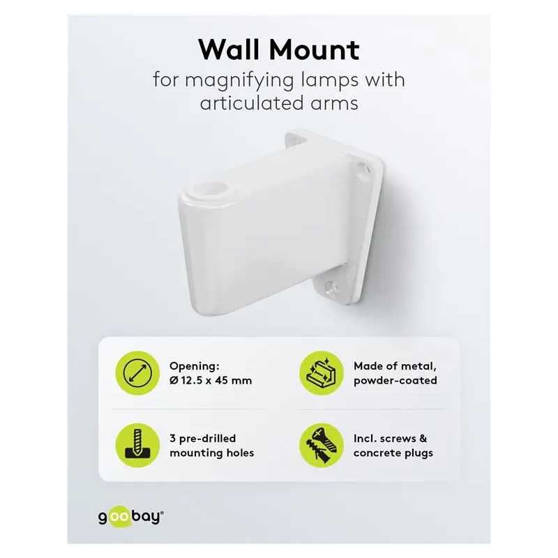 Suport De Perete Pentru Lampa Cu Lupa Pentru Cod 60360 60361 60362 60364 Alb Goobay 55771