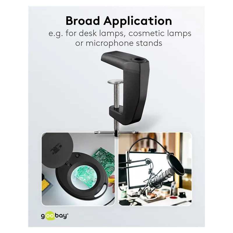 Suport Prindere Birou Negru Rezerva Pentru Lampa De Lucru Pentru Cod 65575 64986 64988 64990 Goobay 64987