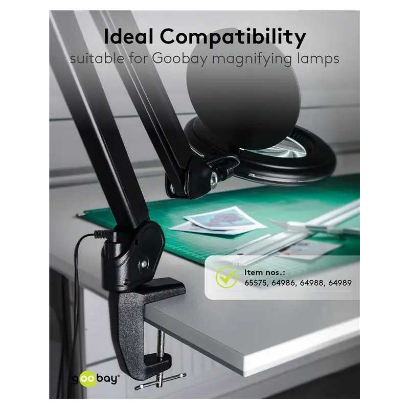 Suport Prindere Birou Negru Rezerva Pentru Lampa De Lucru Pentru Cod 65575 64986 64988 64990 Goobay 64987