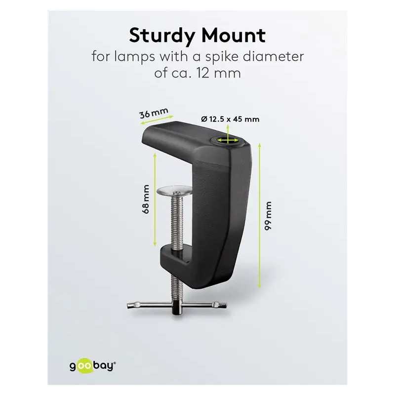 Suport Prindere Birou Negru Rezerva Pentru Lampa De Lucru Pentru Cod 65575 64986 64988 64990 Goobay 64987