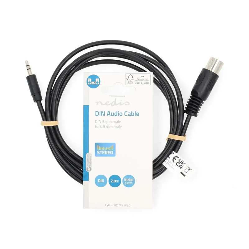 Cablu Audio Din 5pini Tata Jack 35 Mm Stereo Tata 2m Nedis Cagl20100bk20
