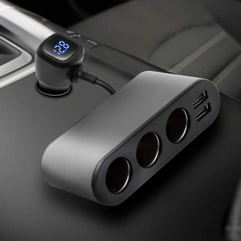 Distribuitor Auto 12v 24v 3 Prize 80w 2x Usb 34a Voltmetru Sal Sau80w