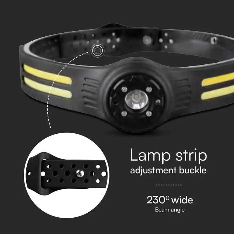 Lanterna Frontala Led 3w 5w Led Cob Ip43 Acumulator Incarcate Usb C V Tac Sku 23340