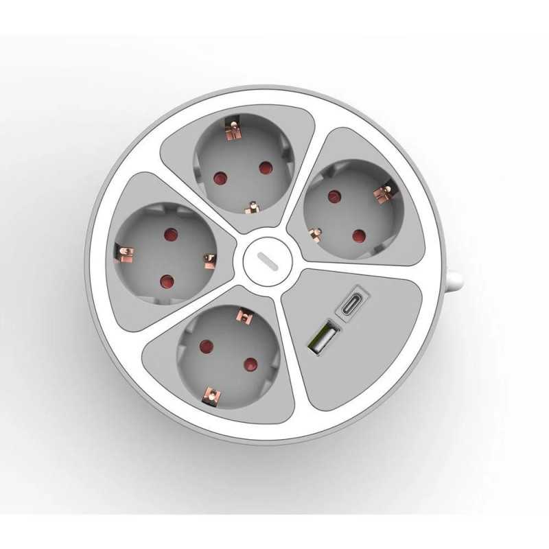 Prelungitor 4 Prize 1x Usb A 1x Usb C 20w Cablu 3x15mmp 14m 3500w Alb Technik Tpr4wusb Exts 4s14m Usbc2 Thk