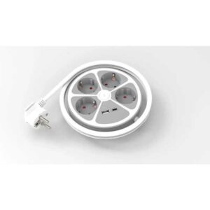 Prelungitor 4 prize 1x USB-A + 1x USB-C 20W cablu 3x1.5mmp 1.4m 3500W alb Technik TPR4W+USB EXTS-4S1.4M/USBC2-THK