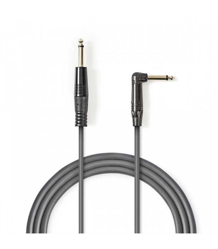 Cablu audio stereo Jack 6.35 mm tata - tata cotit 1.5m gri Nedis