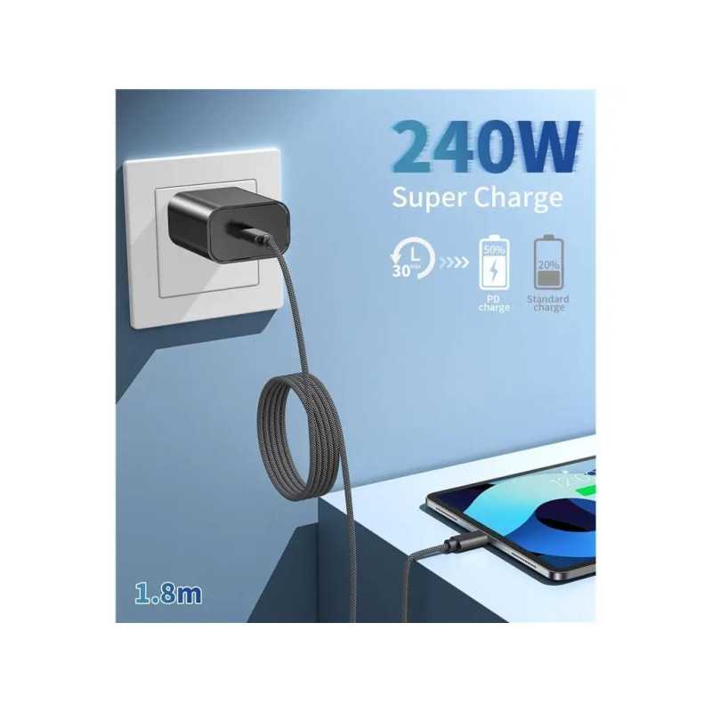 Cablu Magnetic Date Incarcare Usb C Usb C Choetech Xcc 1051 Bk 18m Pd31 240w Negru