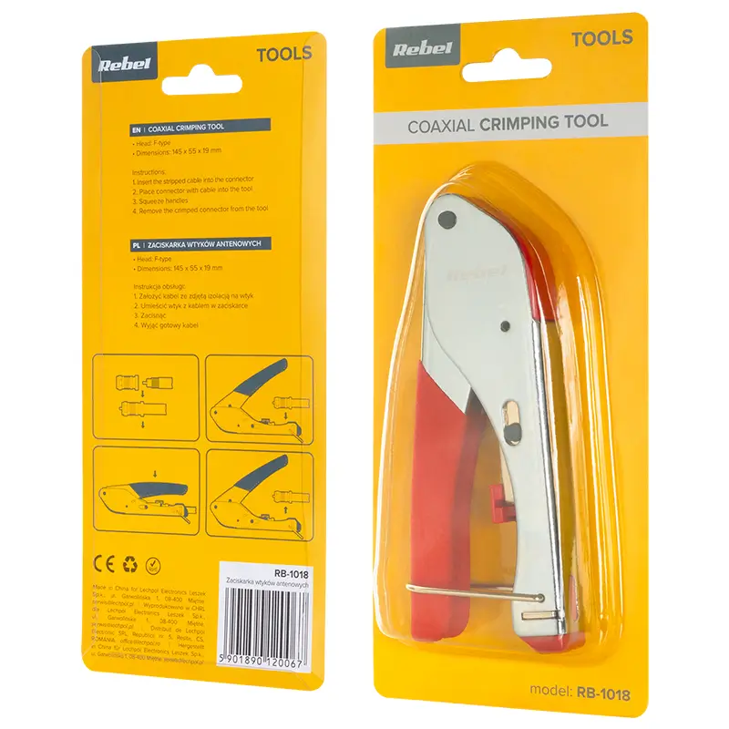 Cleste De Sertizare Cu Compresie Pentru Mufe Tip F Rg59 Rg6 Rebel Rb 1018