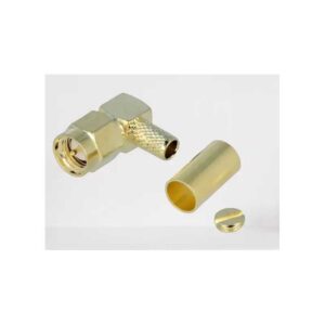 Conector SMA mufa tata unghi 90 grade aurit RG58 de crimpat pe cablu H3473A COPPER