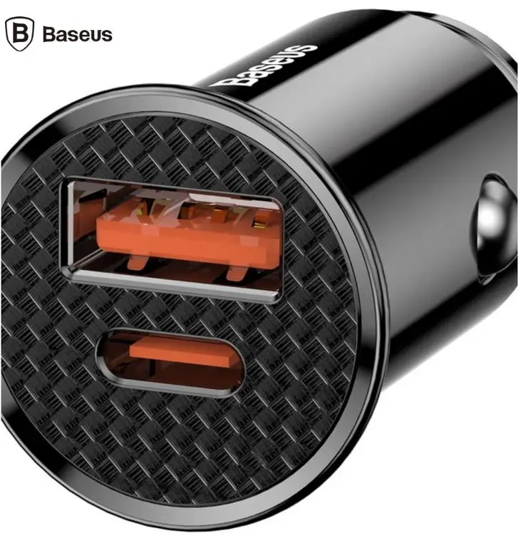 Incarcator Bricheta Auto 30w Baseus Ccall Ys01 Circular Plastic Pps 1x Usb 45v 5a 1x Usb Type C 5v 3a Negru