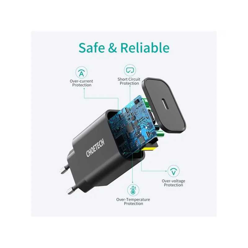 Incarcator Retea Choetech Q5004 Eu Wh Qc 30 Pd 18w Usb Type C