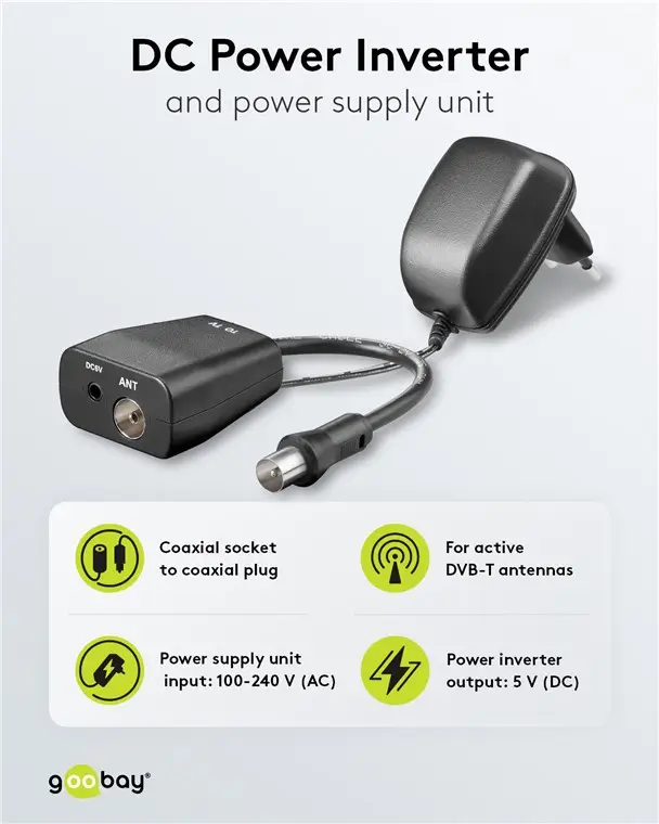 Invertor De Putere Si Alimentator 5vdc Pentru Conectare Antene Dvb T Goobay 67245