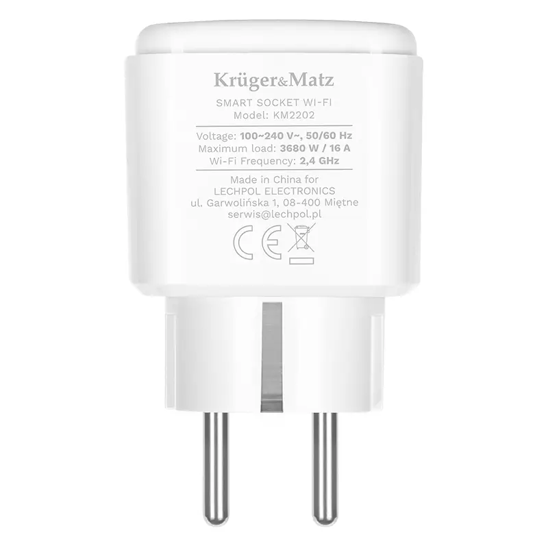 Priza Kruger&Matz KM2202-W SMART WI-FI CONNECT P4 TUYA 3680W 16A Monitorizeaza consum energie 2 Priza Krugermatz Km2202 W Smart Wi Fi Connect P4 Tuya 3680w 16a Monitorizeaza Consum Energie