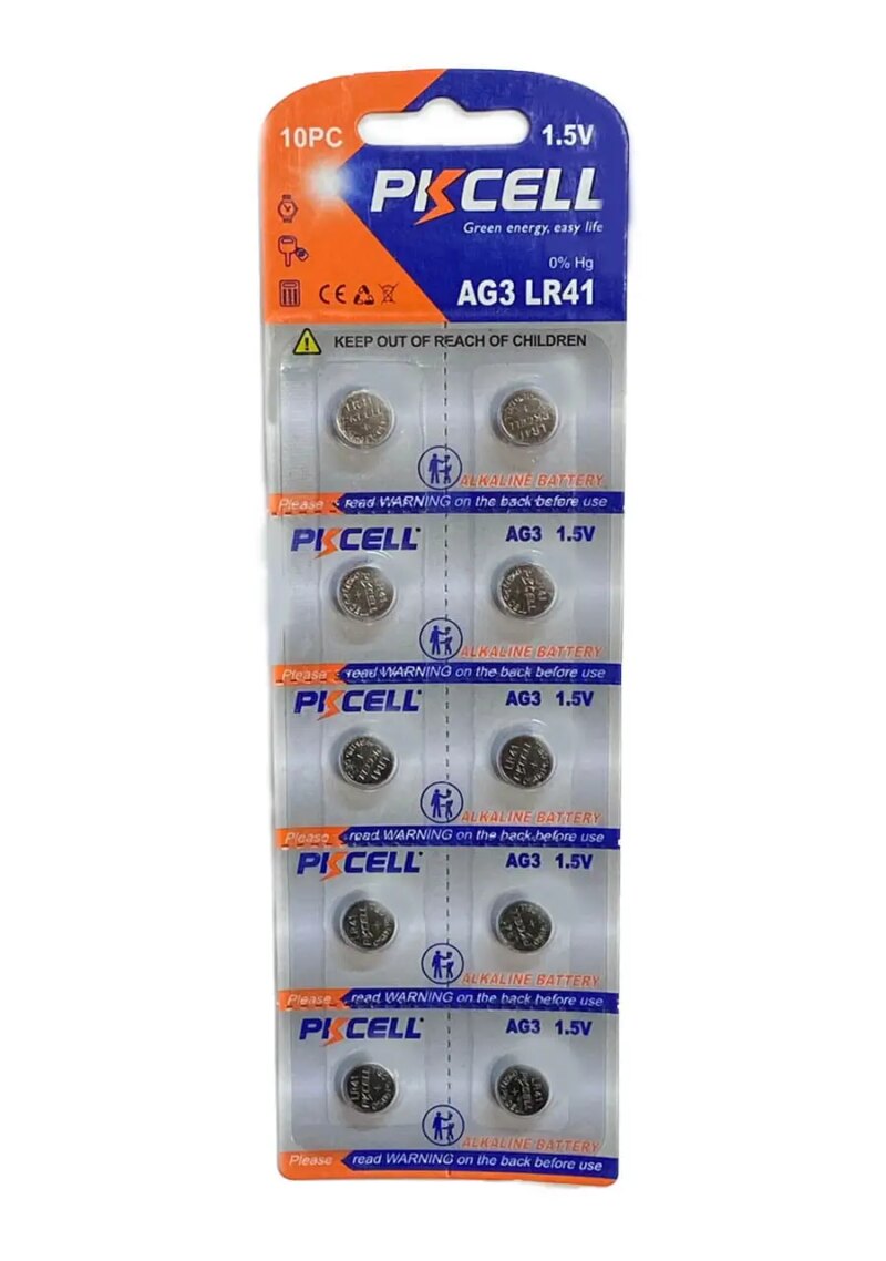 Set 10 baterii akaline PKCELL AG3 LR41 1.5V (610)