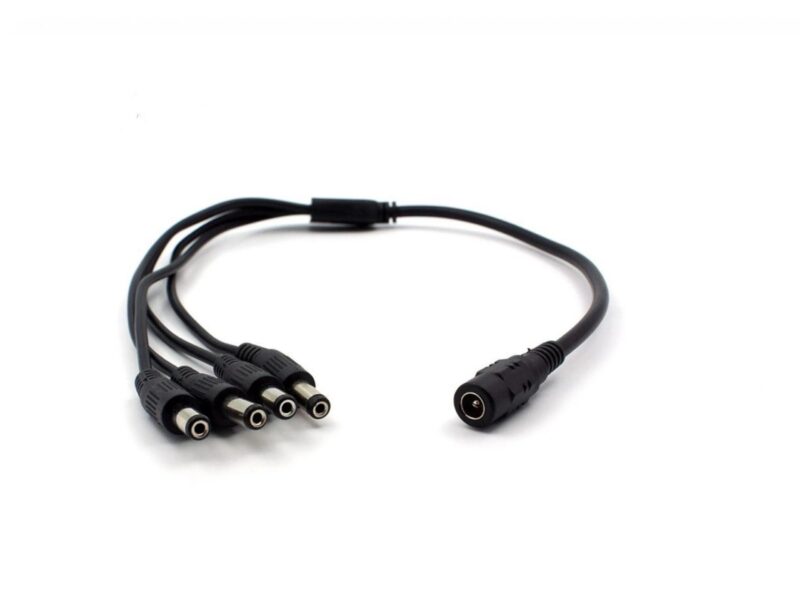 Spliter cablu alimentare cu mufa mama 5.5x2.1 mm la 4x tata 5.5x2.1 mm