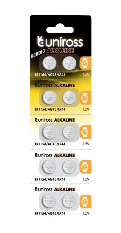 Set baterii buton alcaline Uniross AG13 /LR1154 /LR44 10buc/blister U10AG13ALKALINE