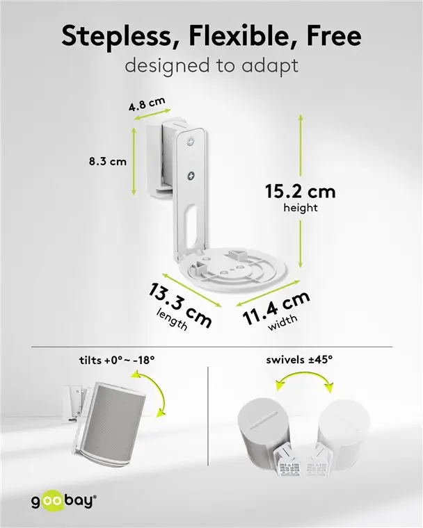 Set Suporti De Perete Pentru Difuzor Alb Modern Era 1 Flex Compatibil Sonos Era 100 71982 Goobay