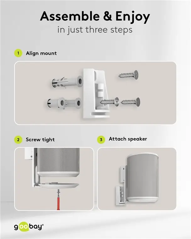 Set Suporti De Perete Pentru Difuzor Alb Modern Era 1 Flex Compatibil Sonos Era 100 71982 Goobay