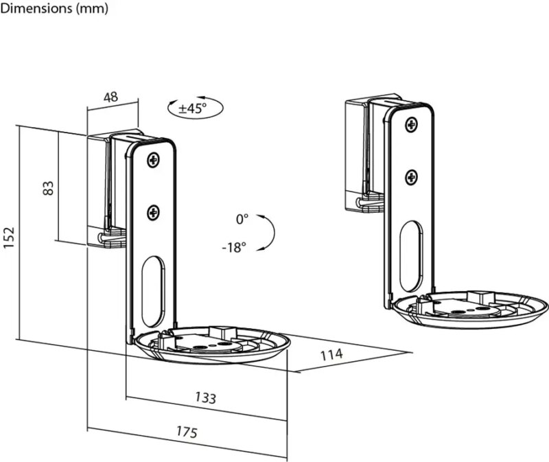 Set Suporti De Perete Pentru Difuzor Alb Modern Era 1 Flex Compatibil Sonos Era 100 71982 Goobay