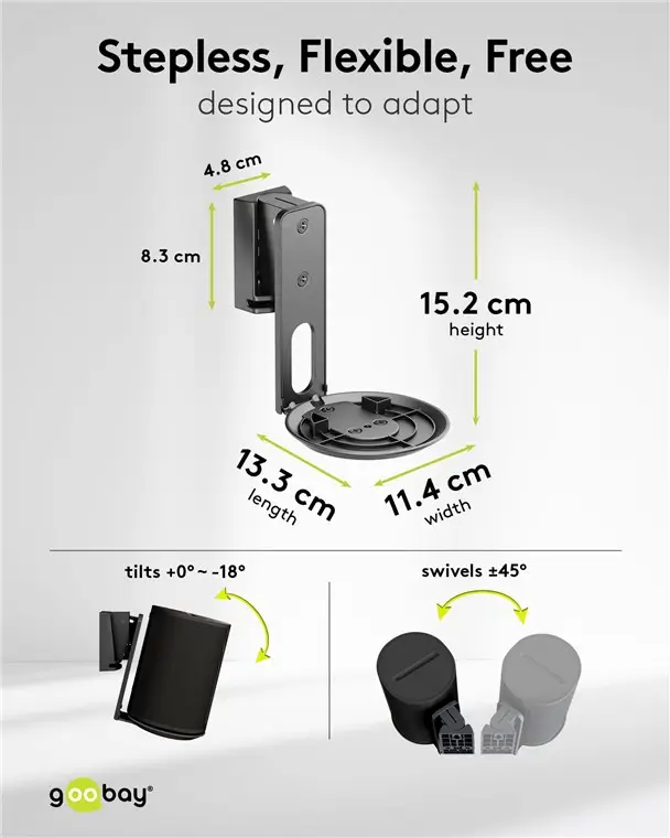 Set Suporti De Perete Pentru Difuzor Negru Modern Era 1 Flex Compatibil Sonos Era 100 71025 Goobay