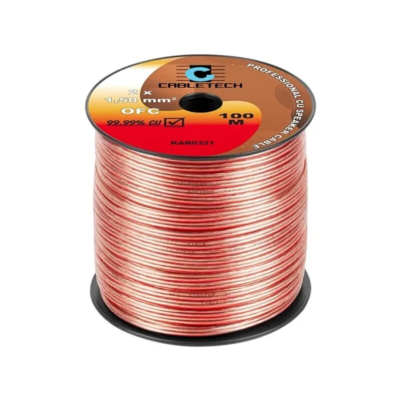 Cablu Difuzor Cupru Ofc 2×1.5mm2 Transparent Cabletech Kab0321 Pret La 1metru