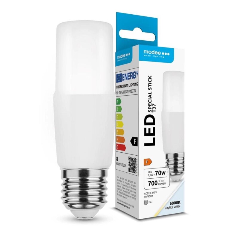 Bec LED Modee T37 E27 7.9W 230V 700lm 6000K lumina alb rece ML-T376000K7