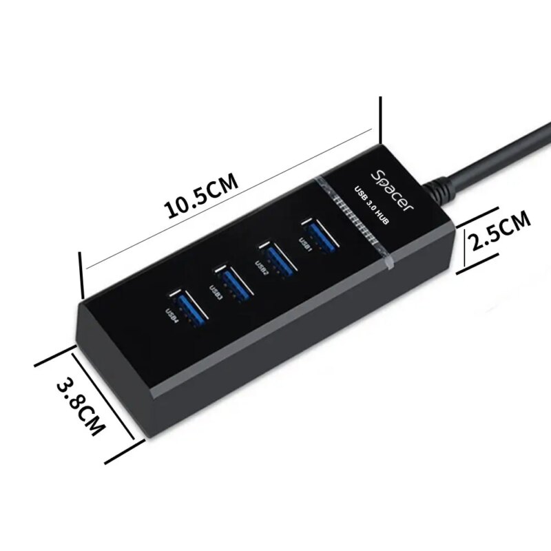 Hub Extern Spacer Sph 4usb30 01 Porturi Usb30 X4 Conectare Prin Usb30 Cablu 1m Negru