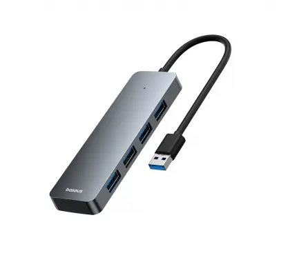 HUB USB Baseus UltraJoy 4in1 input USB 3.0 output 4x USB 3.0 lungime cablu 150cm gri