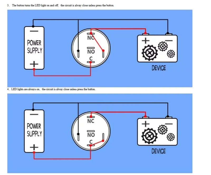Intrerupator Buton Led Rosu Sw 3 On Off Cu Retinere Metal 19mm 12 24v
